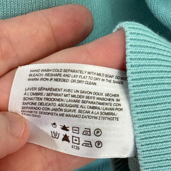 Brooks Brothers Sweater Mens XL Aqua Blue Silk Cotton Blend V-Neck Country Club - Picture 3 of 8